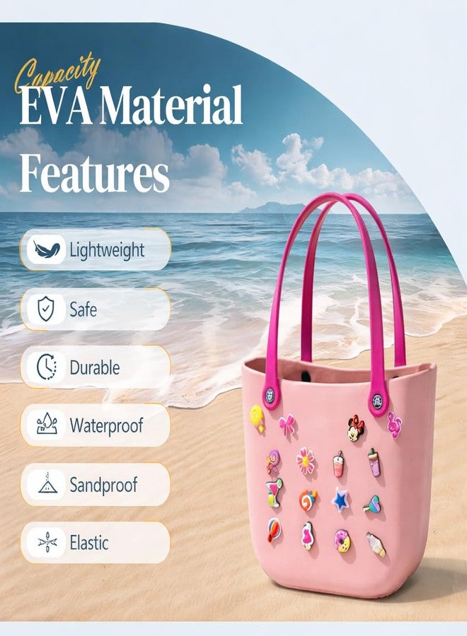 RAMNATH IMPEX Trendy Fashion Pink Eva Silicone Tote Bag for Girls & Women | Soft Waterproof Lightweight Handbag with Cute Charms | Gym Bag, Office Bag, Reusable Shopping, Beach, Travel Carry Bag Gift for Her. - Image 4